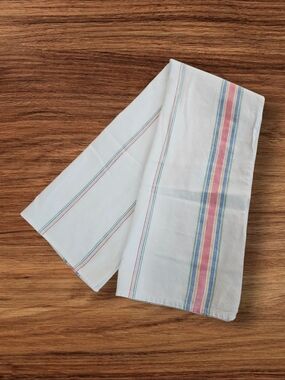 White Cotton Kitchen Towel with Pastel Stripe